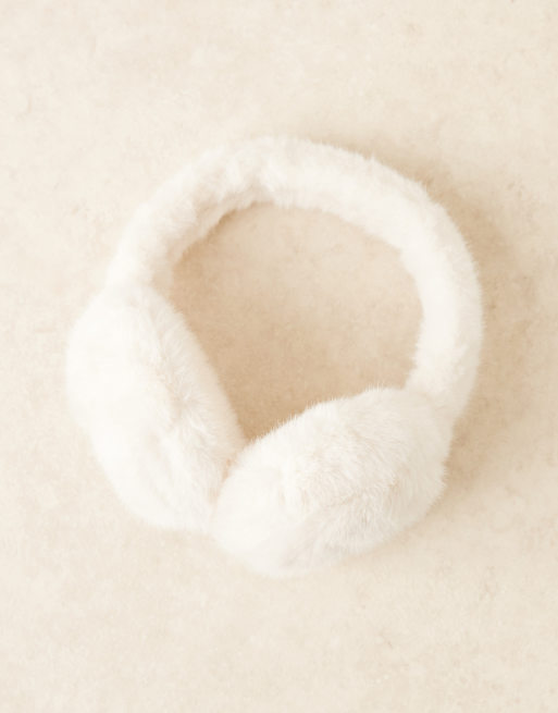 My Accessories faux fur ear muffs in cream, 2 of 3