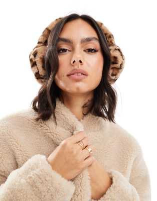 My Accessories My Accessories faux fur ear muffs in leopard print-Multi