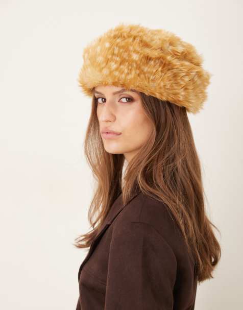 My Accessories faux fur ski hat in deer print - view 1