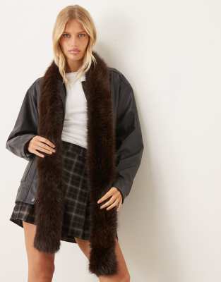 My Accessories My Accessories faux fur skinny scarf in brown