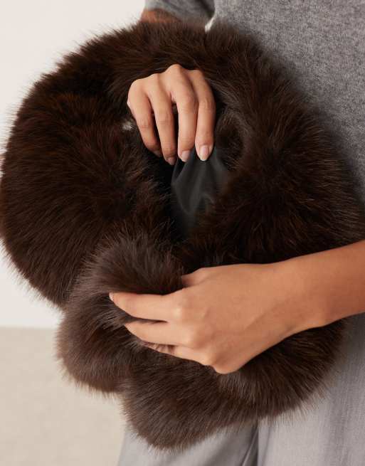 My Accessories faux fur tote bag in brown
