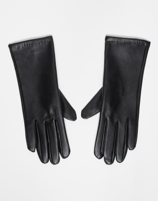 My Accessories My Accessories faux leather touch screen gloves in black