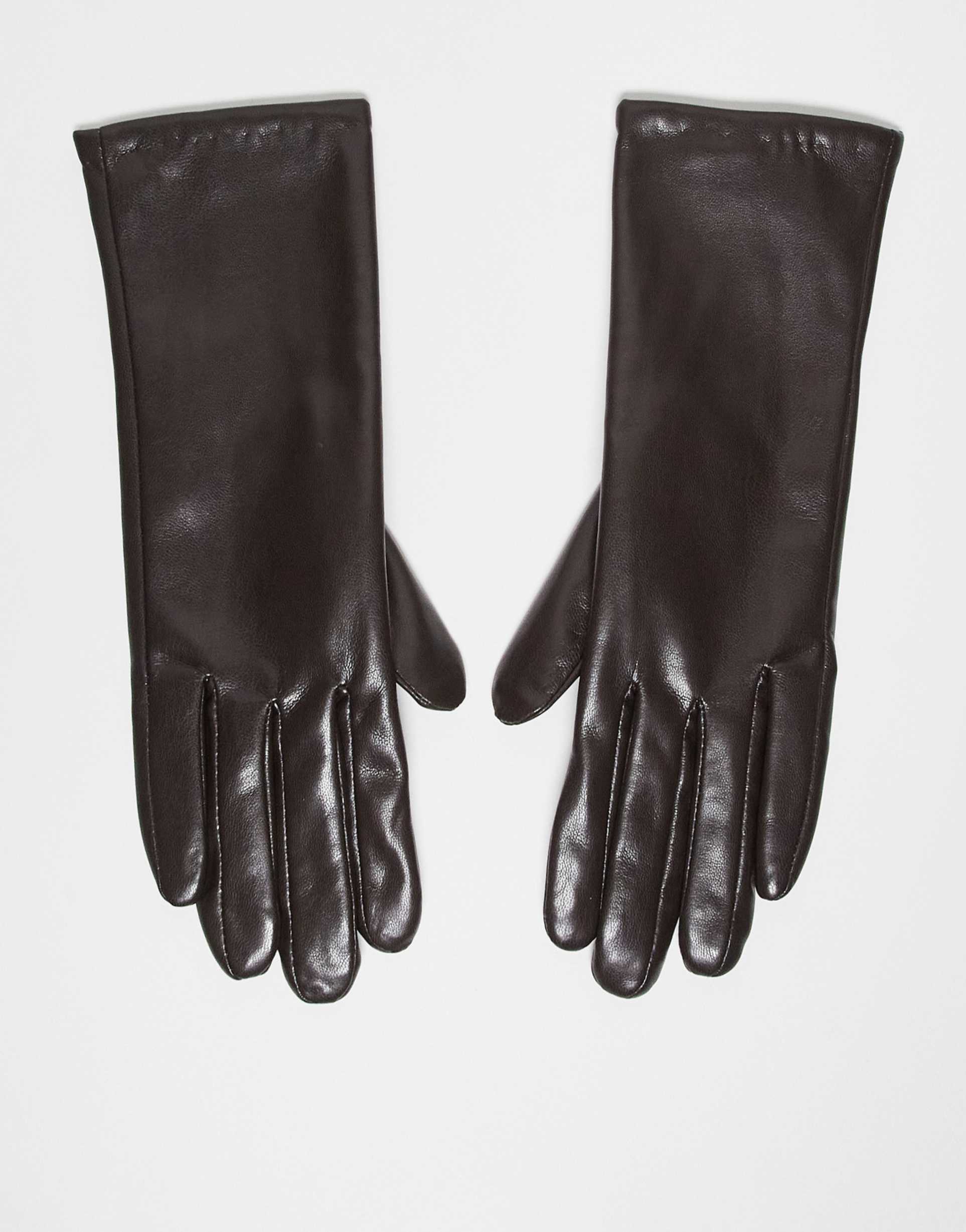 my accessories faux leather touch screen gloves in chocolate brown