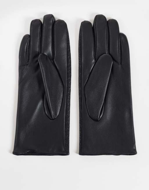 My Accessories faux leather woven gloves in black, 3 of 3