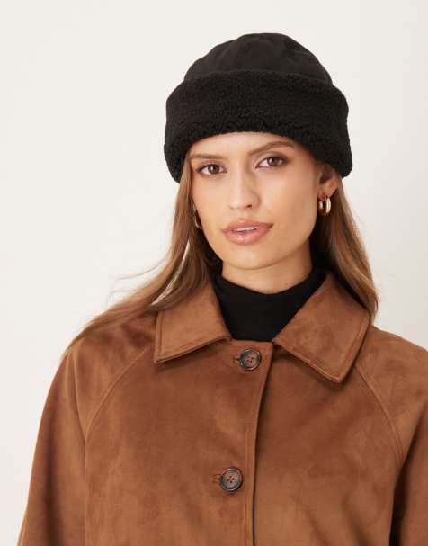 My Accessories faux shearling beanie in black - view 1