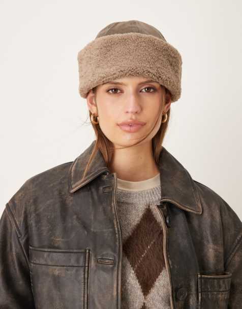 My Accessories faux shearling beanie in dark grey - view 1