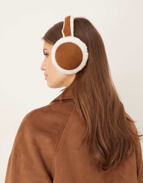 My Accessories faux-suede and borg earmuffs in tan - view 1