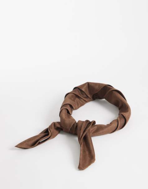 My Accessories faux suede bandana in brown 