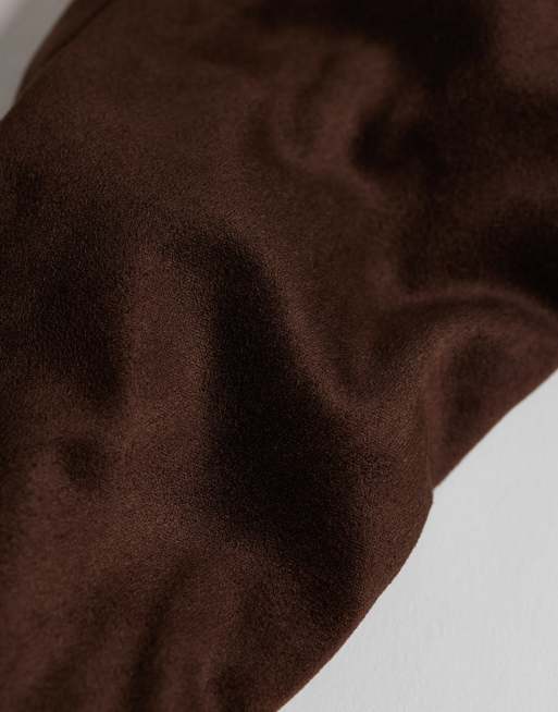 My Accessories faux suede gloves in chocolate brown, 2 of 3