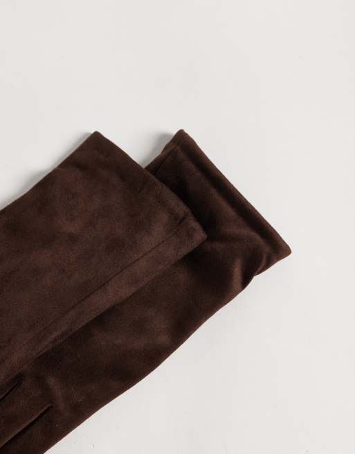 My Accessories faux suede gloves in chocolate brown, 3 of 3