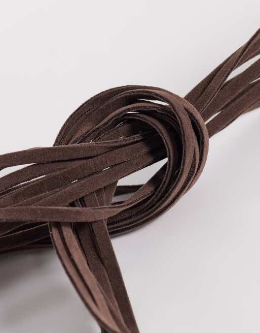 My Accessories faux suede ring tie around belt in brown , 2 of 3