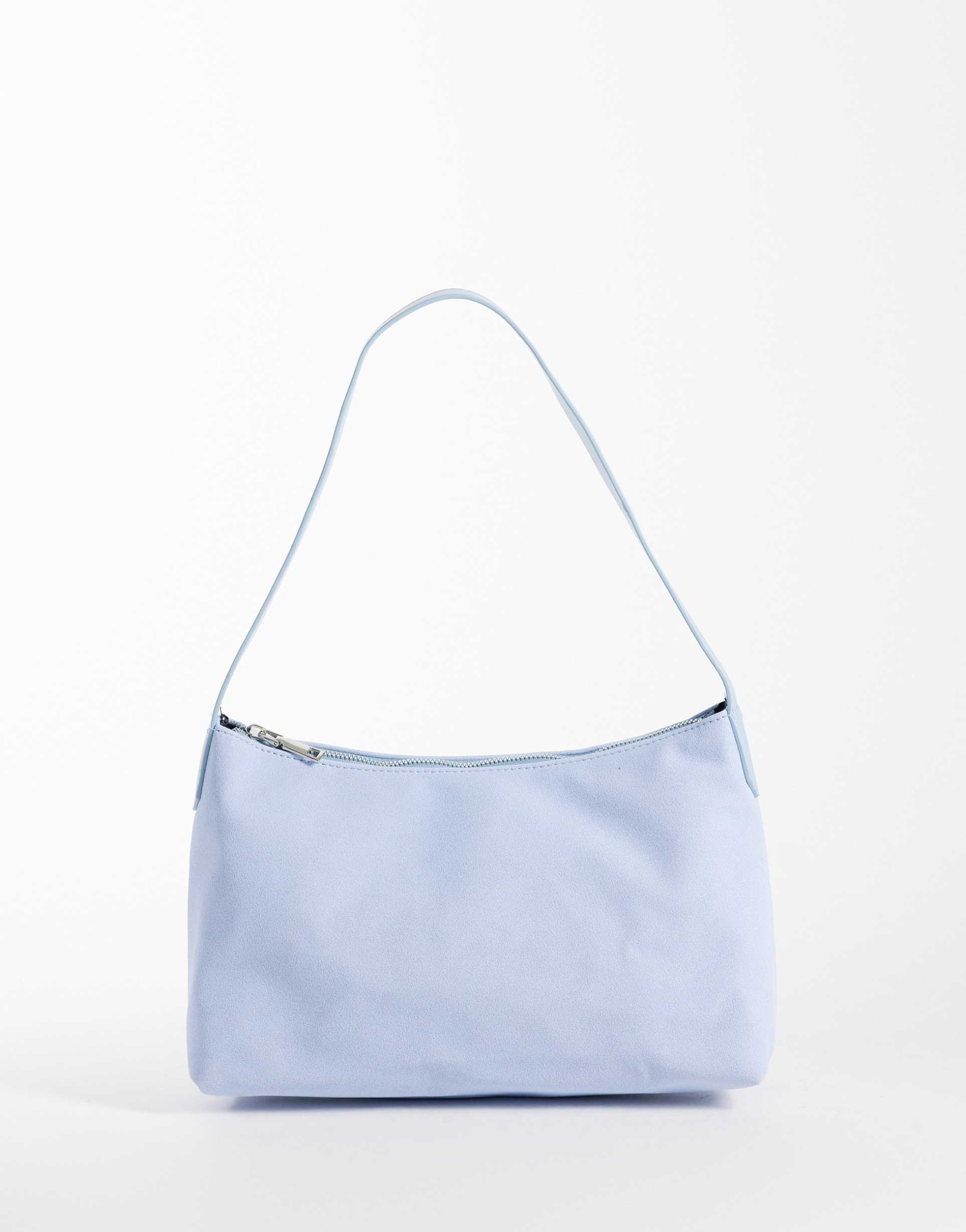 my accessories faux suede slouchy shoulder bag in blue