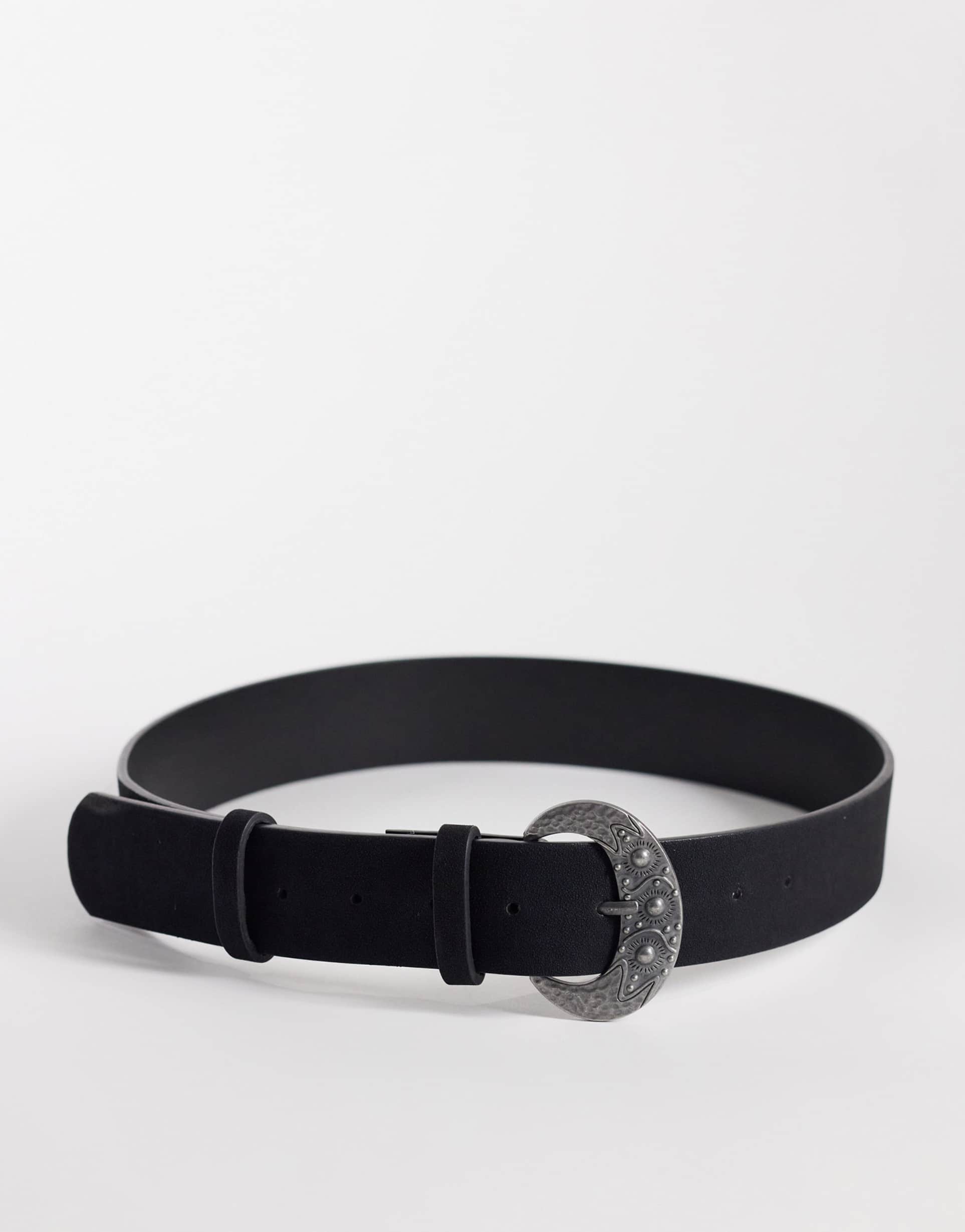 my accessories faux suede western belt in black