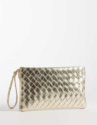 My Accessories - Flache Clutch in Goldoptik mit Webdesign-Goldfarben