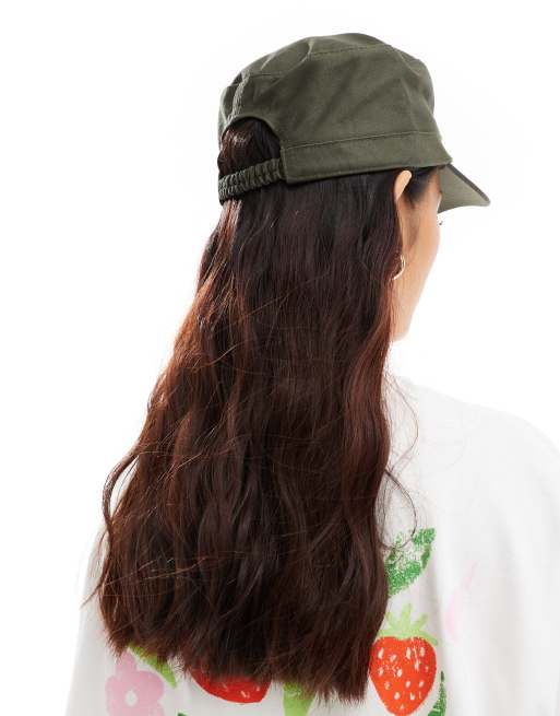 My Accessories flat top army cap in khaki, 3 of 4