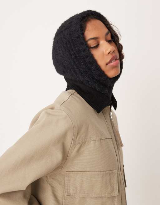 My Accessories – Flauschige, locker geschnittene Balaclava in Schwarz