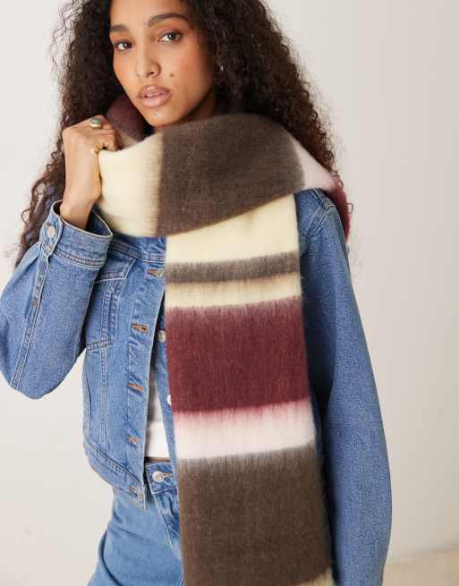 My Accessories – Flerfärgad, randig, supermjuk filthalsduk i oversize, 3 av 3