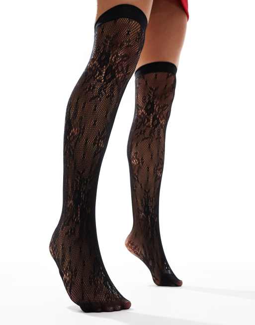 My Accessories floral lace socks in black