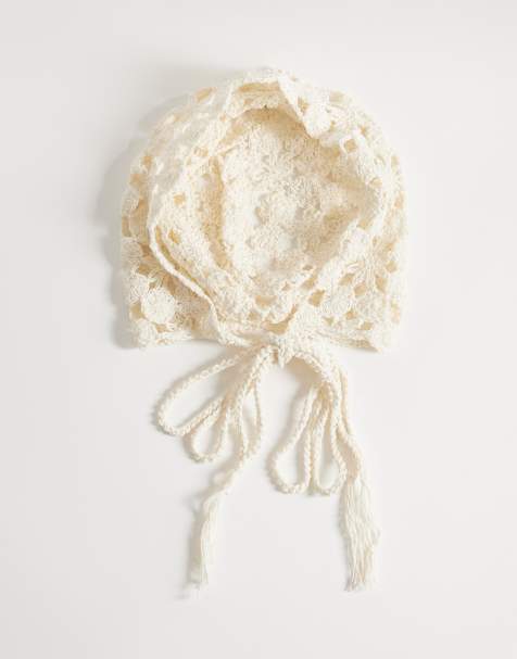 My Accessories flower crochet bonnet in cream - view 1