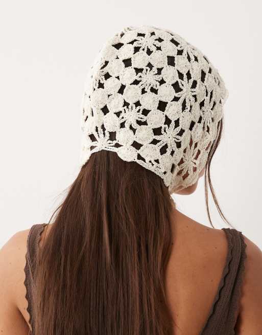 My Accessories flower crochet bonnet in cream, 2 of 3