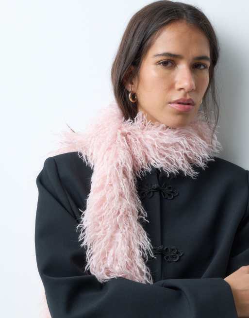 My Accessories fluffig scarf i rosa, 3 av 3