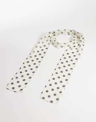 My Accessories - Foulard en mousseline à pois - Crème et noir-Blanc