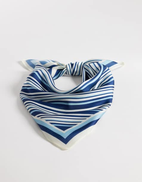 My Accessories - Foulard en satin rayé style nautique - Bleu - view 1