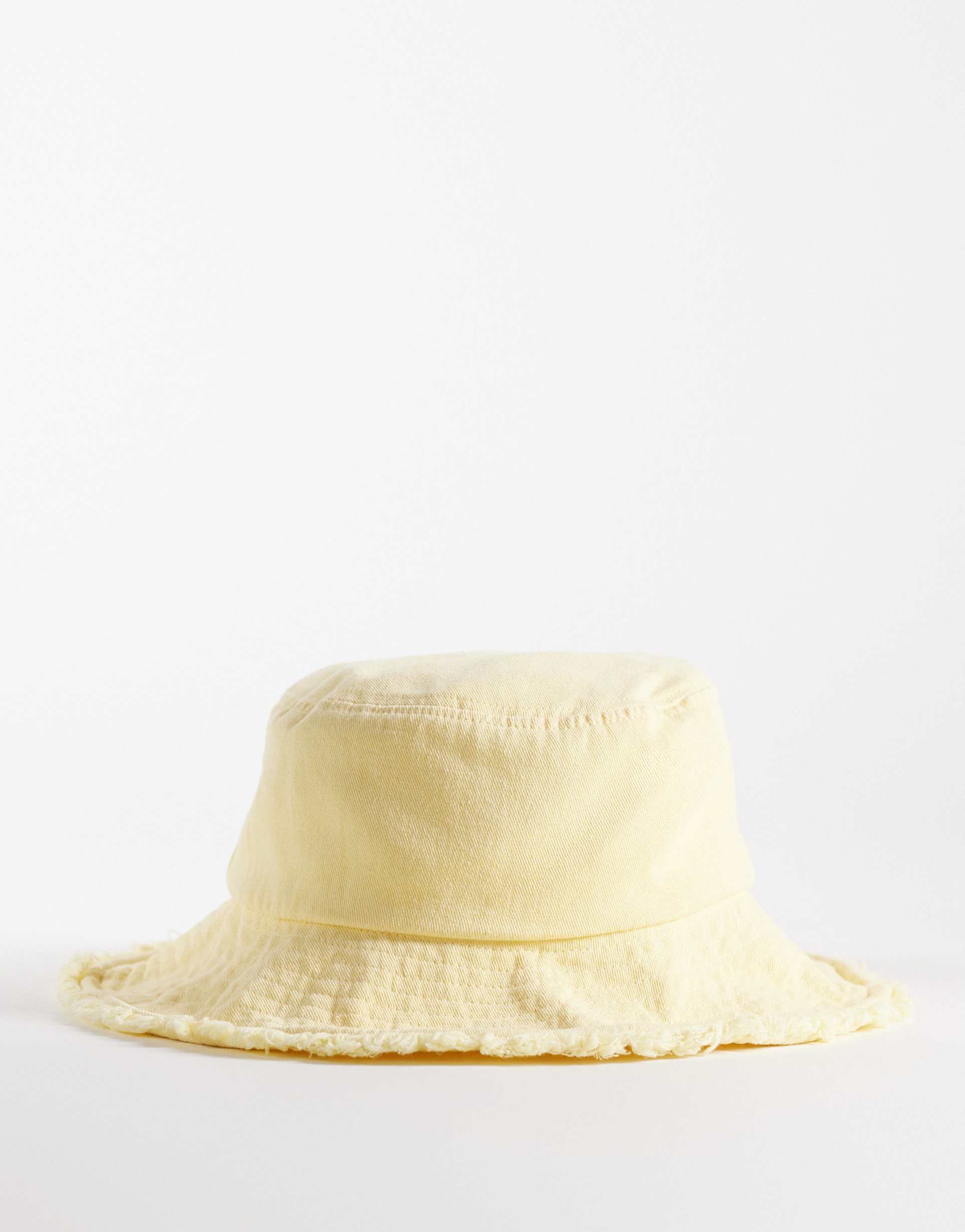 my accessories frayed edge bucket hat in butter yellow