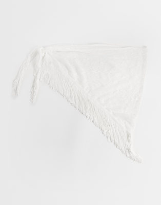 My Accessories Fringed Waist Scarf In White