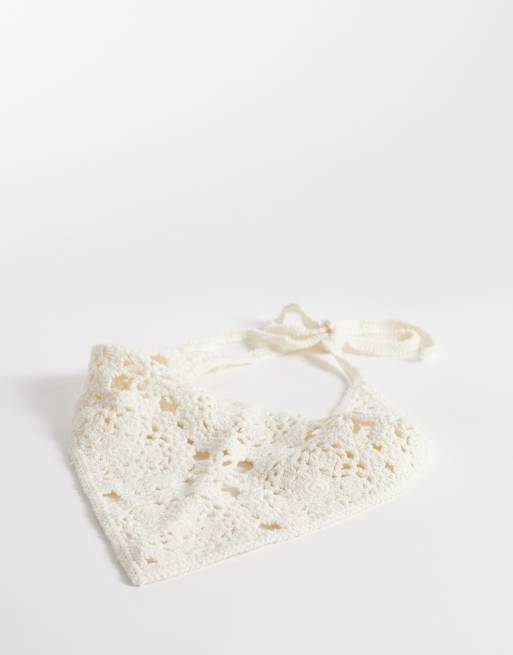 My Accessories - Gehaakte bandana in crème, 2 van 3