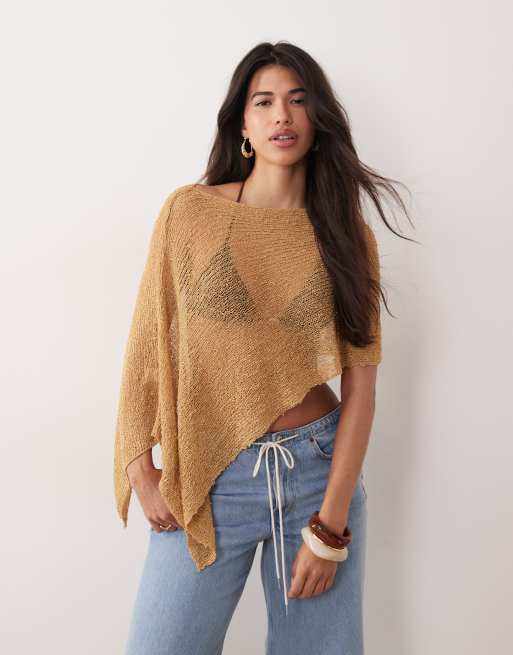 My Accessories - Gehaakte poncho in goudkleur, 2 van 4
