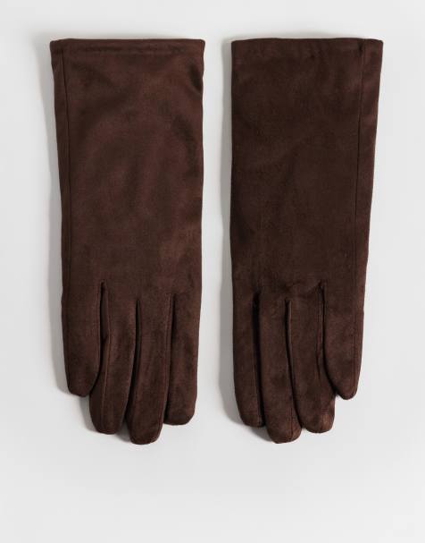My Accessories - guantes de ante sintético en marrón chocolate - view 1