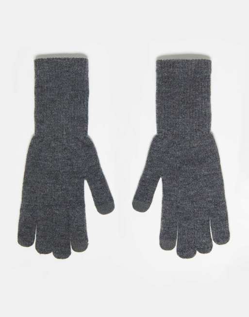 My Accessories - Guanti da uomo per touchscreen grigi in maglia semplice, 4 di 4