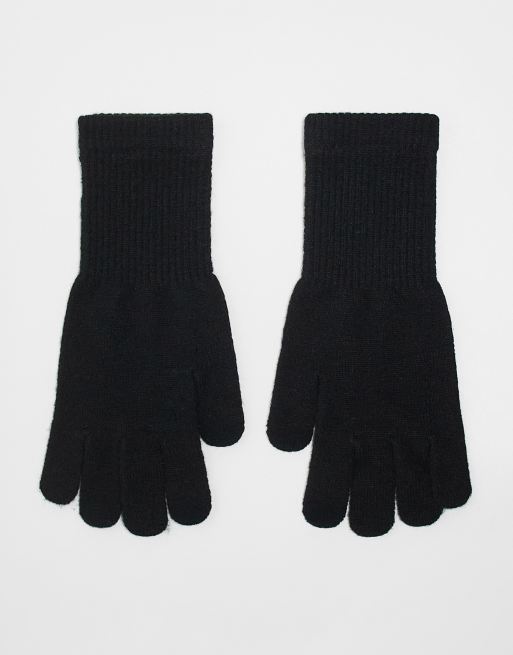 My Accessories - Guanti per touchscreen neri in maglia semplice