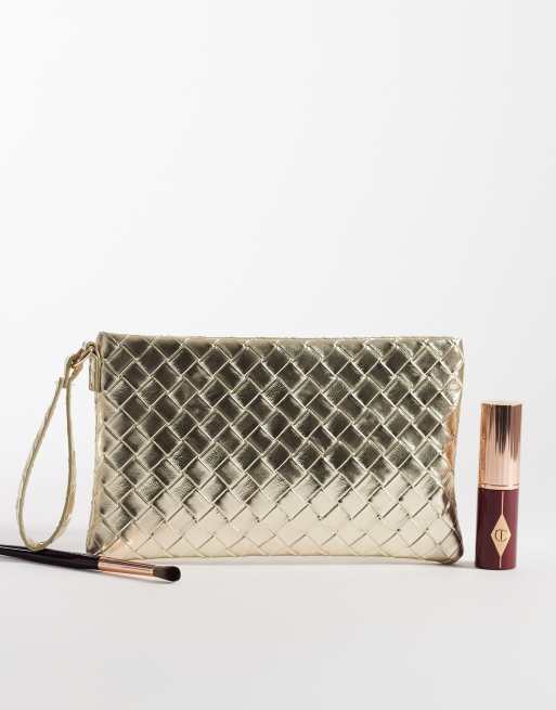 My Accessories - Guldfarvet flad clutch med flettet design , 2 af 4