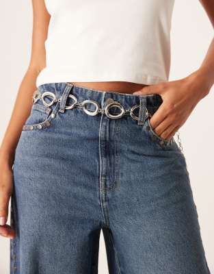 My Accessories - Gürtel in Silberoptik mit ovalen Oversize-Kettengliedern-Goldfarben