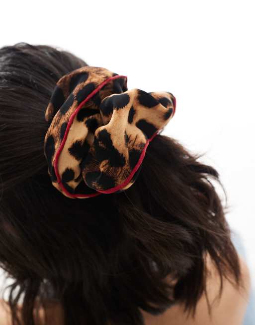 My Accessories – Haargummi mit Leopardenmuster und kontrastierender roter Paspelierung, 2 von 4