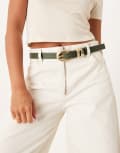 [My Accessories] My Accessories half moon buckle belt in mid green and gold XL Mid Green