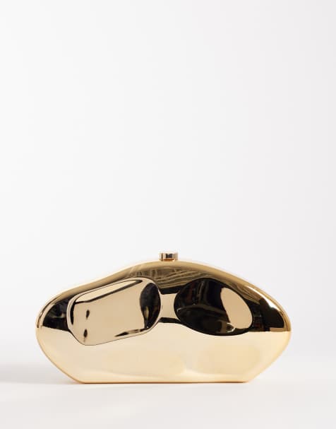 My Accessories hammered metal clutch bag in gold - view 1