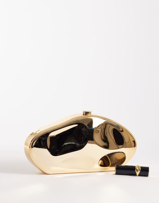 My Accessories hammered metal clutch bag in gold