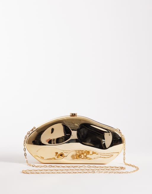 My Accessories hammered metal clutch bag in gold