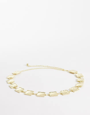 My Accessories Hammered Square Chain Belt In Gold