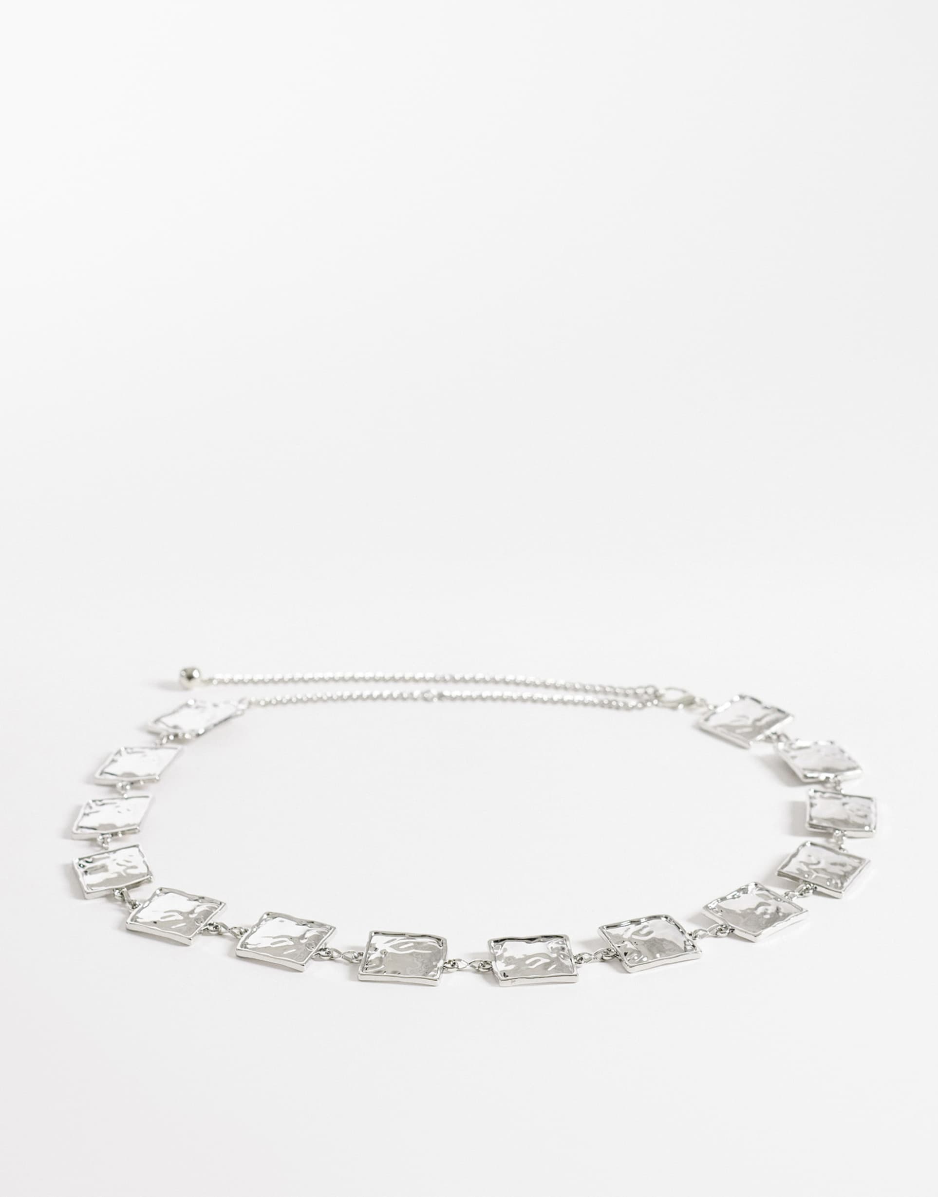 my accessories hammered square chain belt in silver