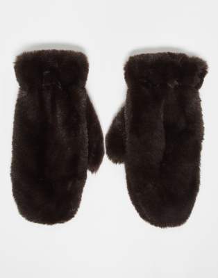 My Accessories - Handschuhe aus Kunstpelz in Braun-Brown