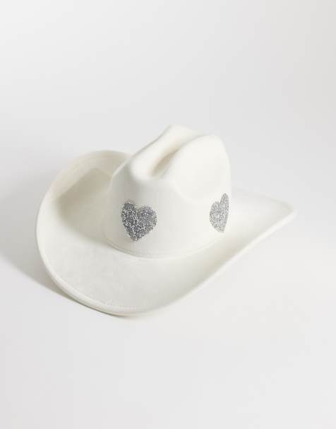 My Accessories heart patch cowboy hat in off white