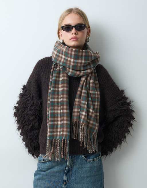 My Accessories heritage check scarf in brown, 1 of 5