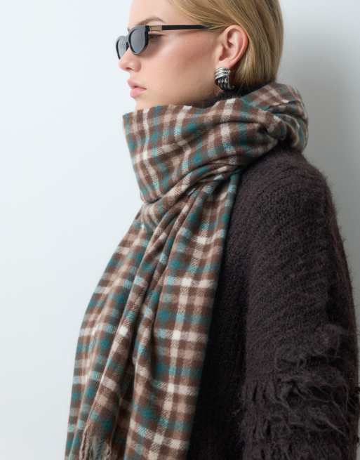 My Accessories heritage check scarf in brown, 3 of 5