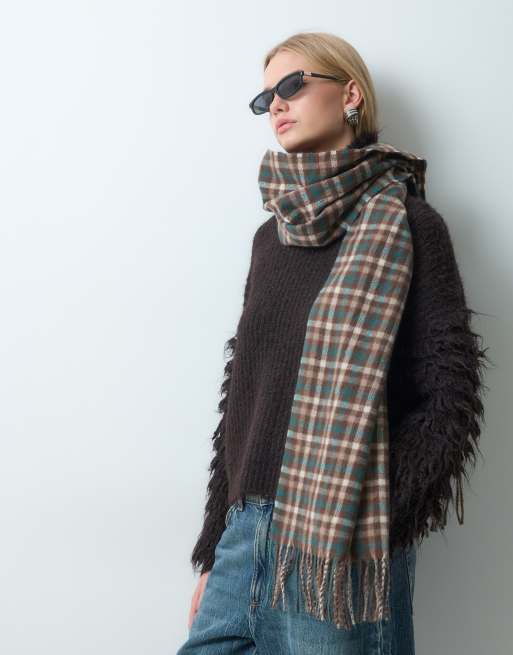 My Accessories heritage check scarf in brown, 5 of 5