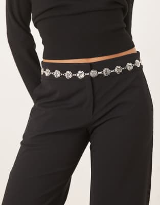 My Accessories - Kettengürtel in Vintage-Silberoptik mit rosenförmigen Zwischengliedern