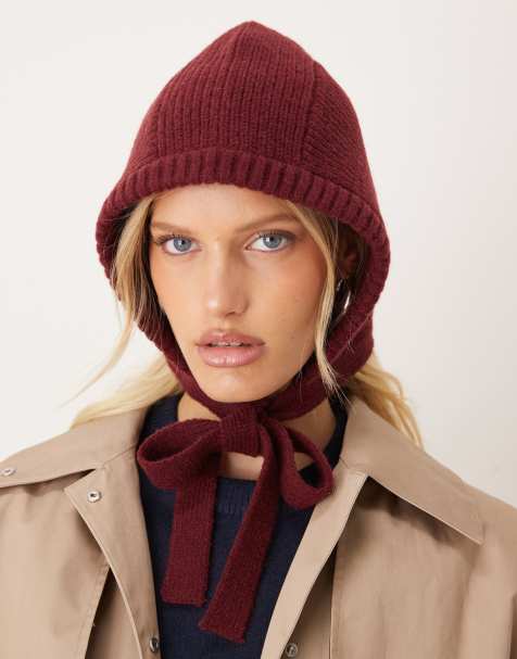 My Accessories knitted bonnet in burgundy - view 1